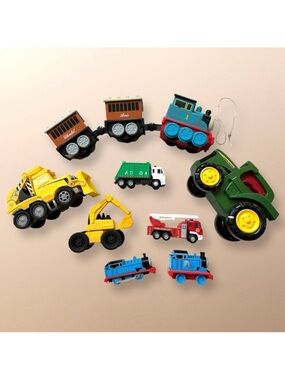 Colorful Train and Construction Vehicle Toy Set